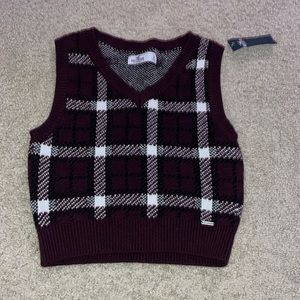 Red, black and white plaid sweater never worn!!